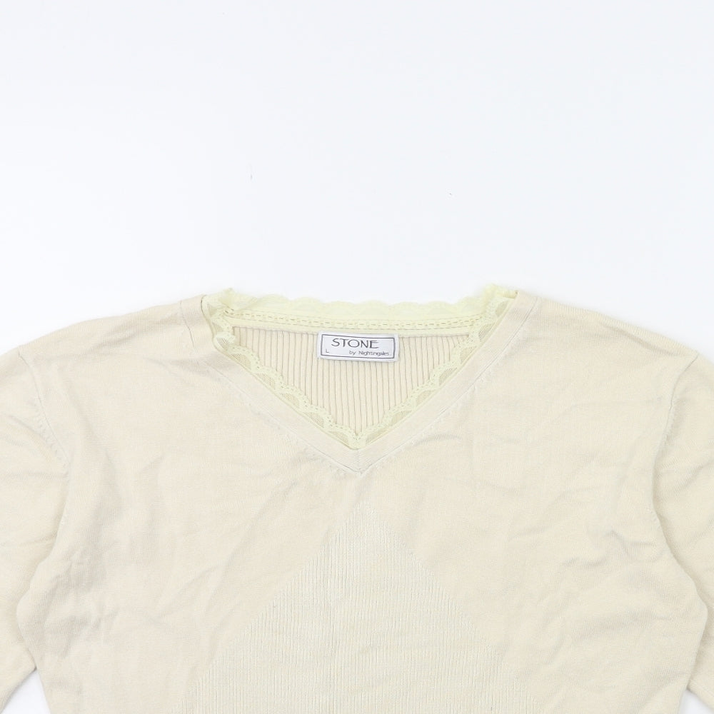 Nightingales Womens Beige  Knit Pullover Jumper Size L