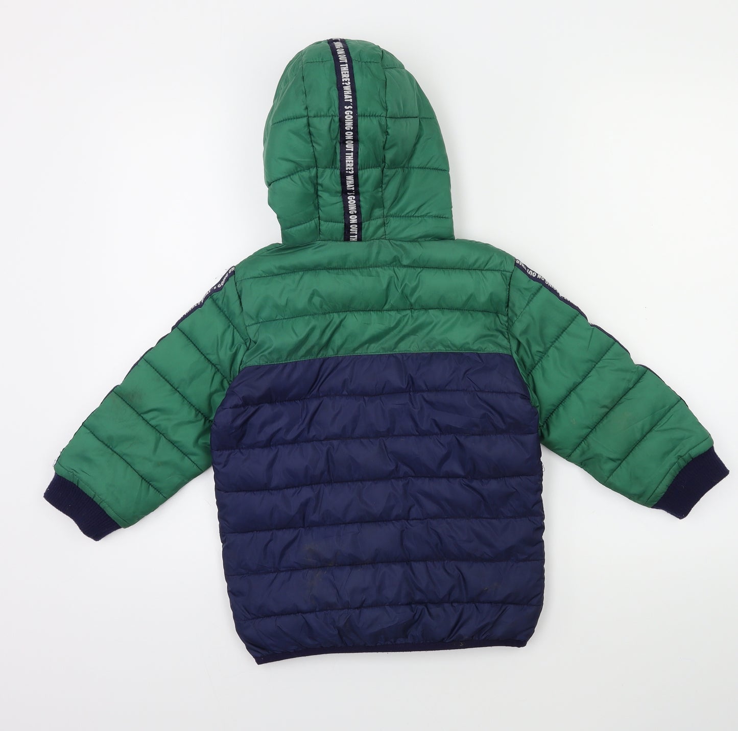 Poco Piano Boys Blue Striped  Puffer Jacket Coat Size 8-9 Years
