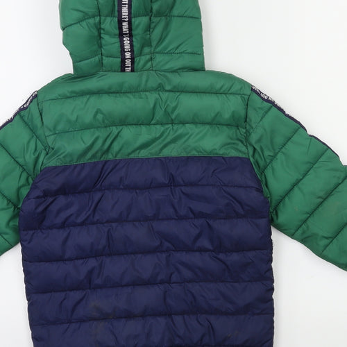Poco Piano Boys Blue Striped  Puffer Jacket Coat Size 8-9 Years