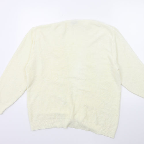 Fiochini Womens Ivory  Knit Cardigan Jumper Size M
