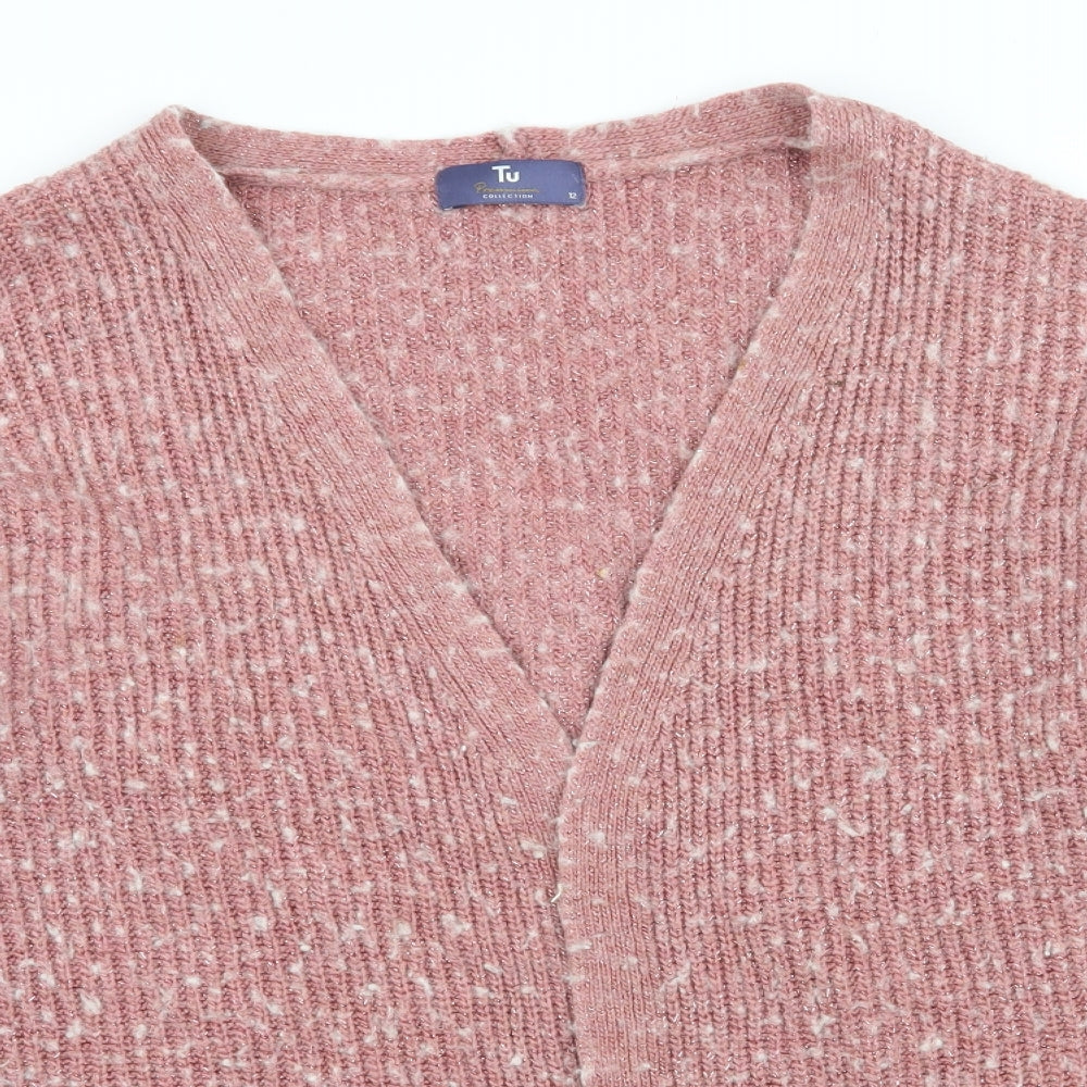 TU Womens Pink  Knit Cardigan Jumper Size 12