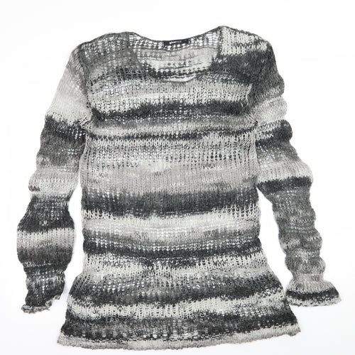 Gina Tricot Womens Grey Striped Knit Pullover Jumper Size L
