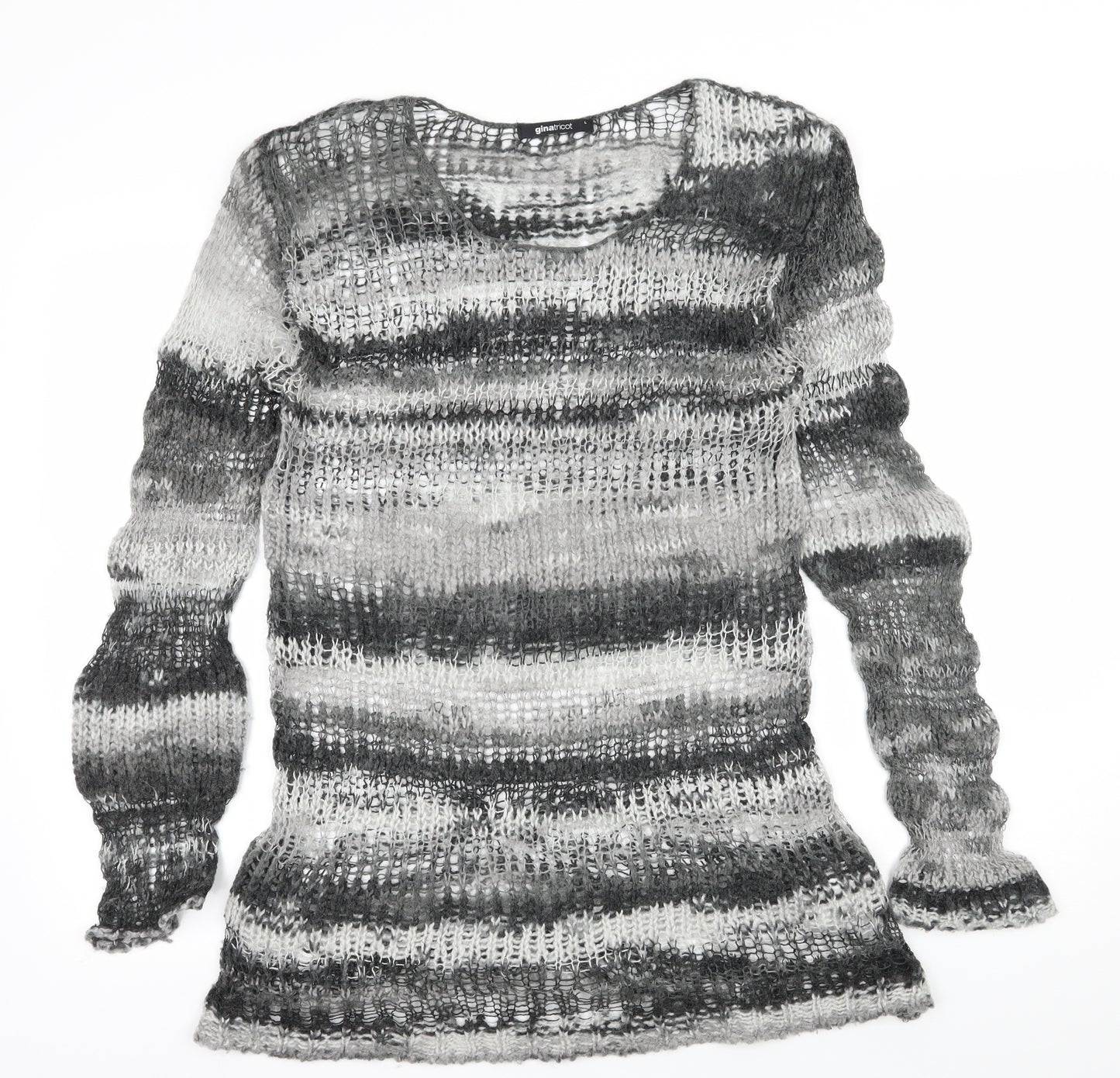 Gina Tricot Womens Grey Striped Knit Pullover Jumper Size L