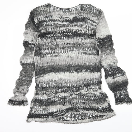 Gina Tricot Womens Grey Striped Knit Pullover Jumper Size L