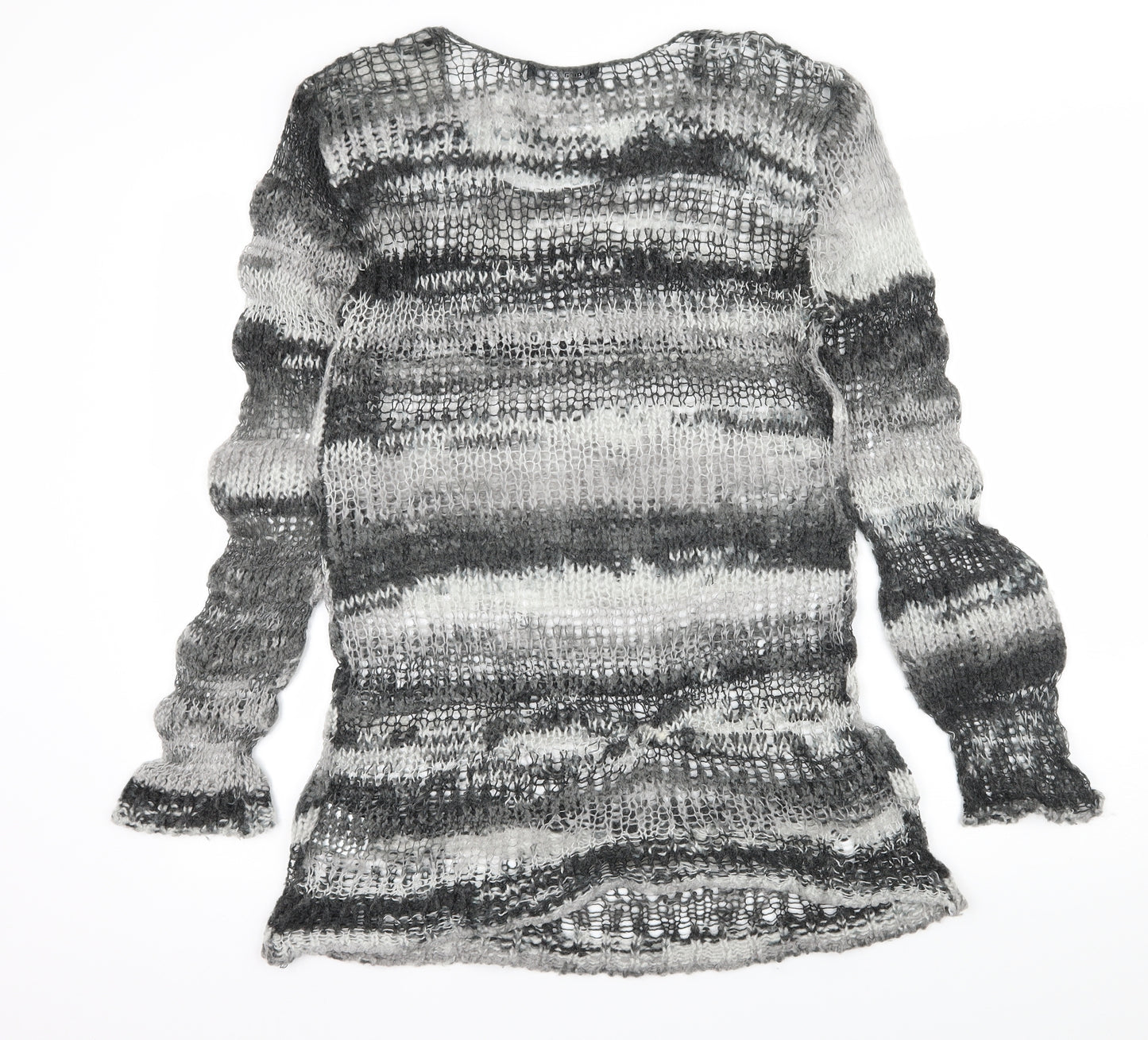 Gina Tricot Womens Grey Striped Knit Pullover Jumper Size L