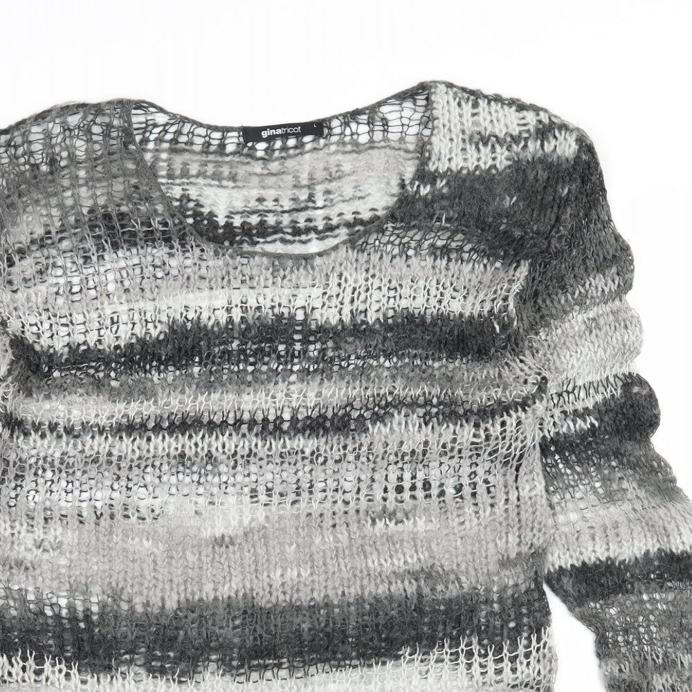 Gina Tricot Womens Grey Striped Knit Pullover Jumper Size L