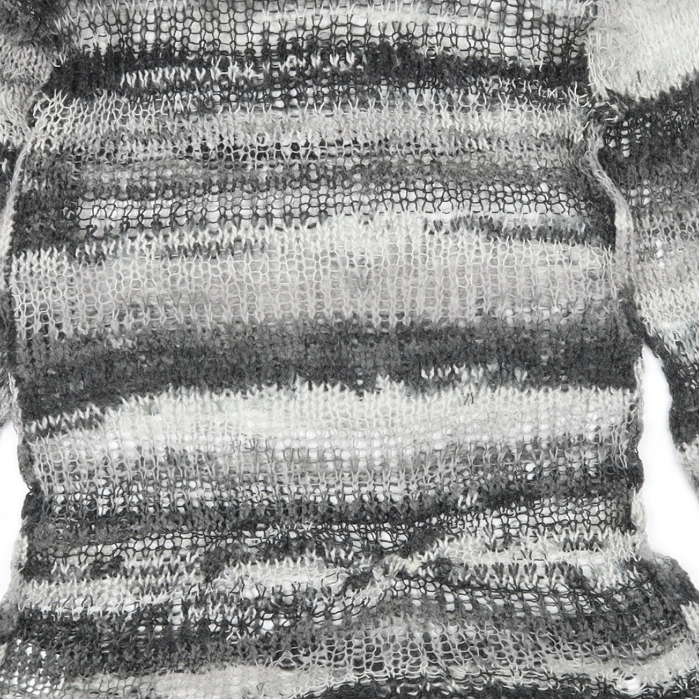 Gina Tricot Womens Grey Striped Knit Pullover Jumper Size L