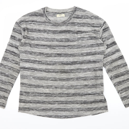 Papaya Womens Grey Striped Jersey Basic T-Shirt Size S