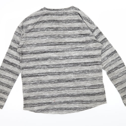 Papaya Womens Grey Striped Jersey Basic T-Shirt Size S