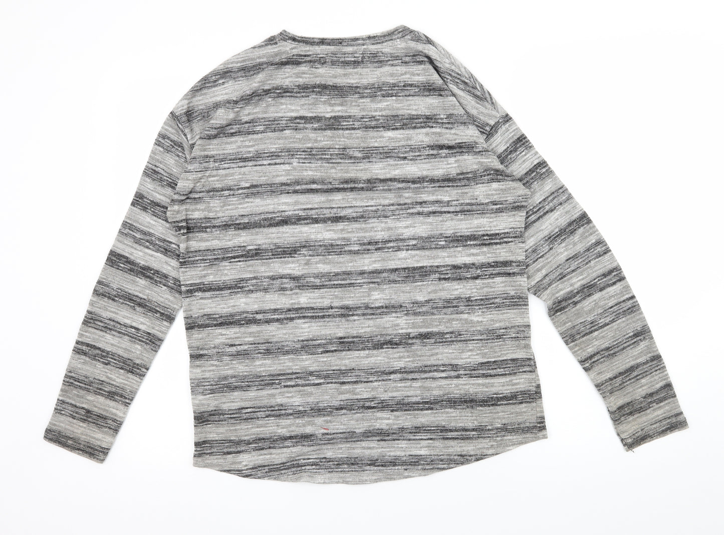 Papaya Womens Grey Striped Jersey Basic T-Shirt Size S