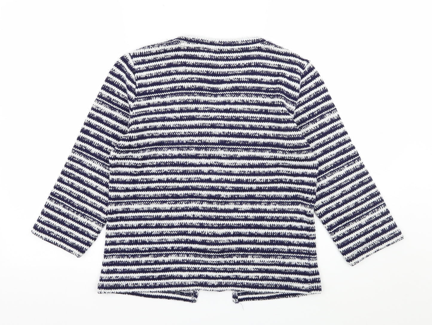 Per Una Womens Blue Striped Knit Cardigan Jumper Size M