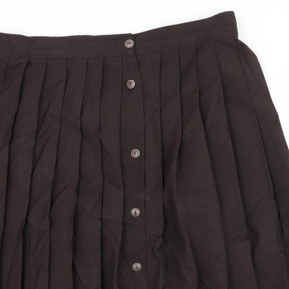 Preworn Womens Brown   Pleated Skirt Size 16