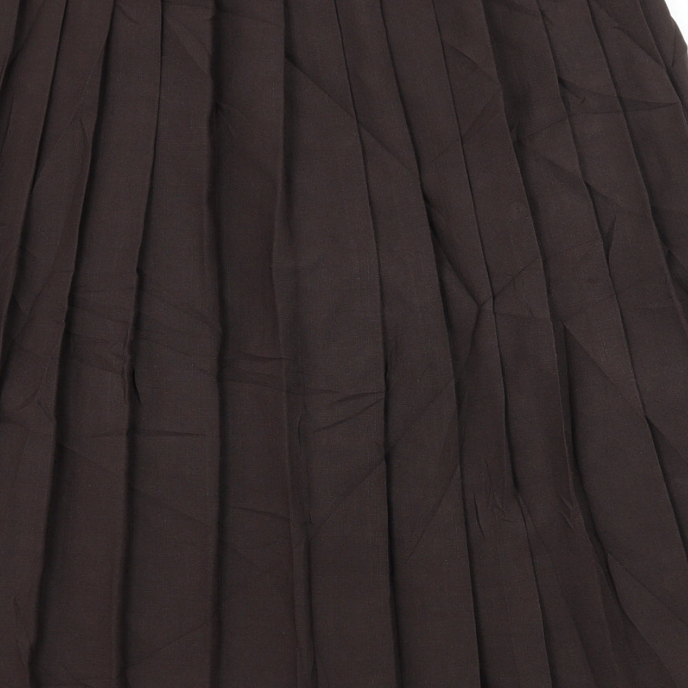Preworn Womens Brown   Pleated Skirt Size 16