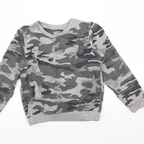Primark Girls Grey Camouflage Jersey Pullover Sweatshirt Size 7-8 Years