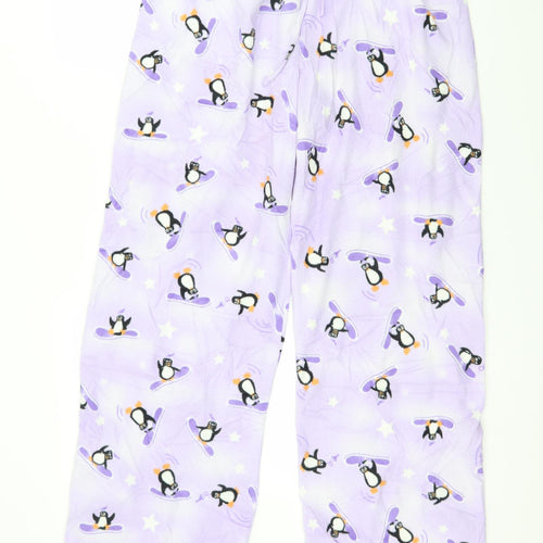 Secret Possesions Womens Purple Geometric Fleece Capri Pyjama Pants Size 12  - Penguin
