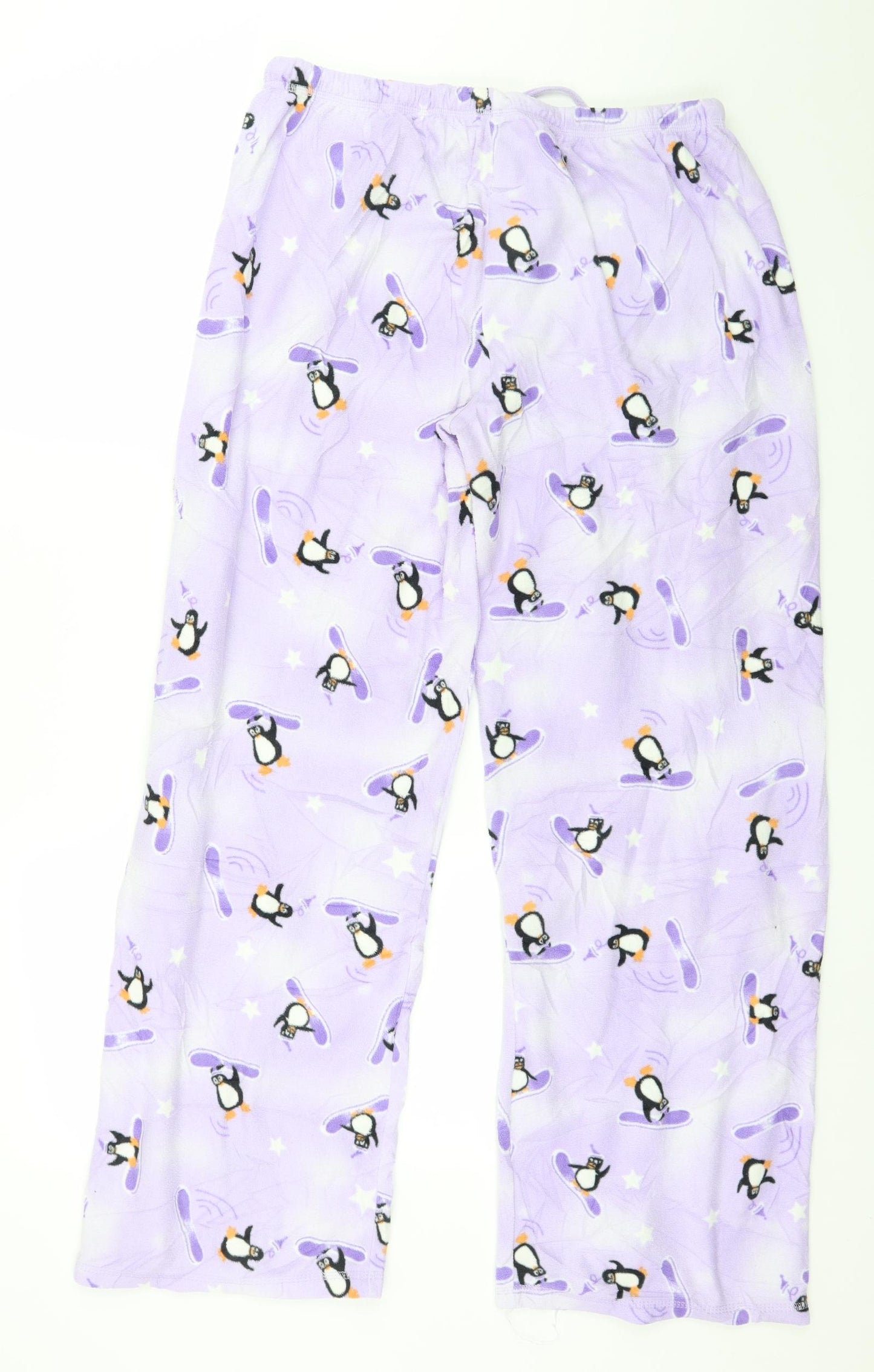 Secret Possesions Womens Purple Geometric Fleece Capri Pyjama Pants Size 12  - Penguin