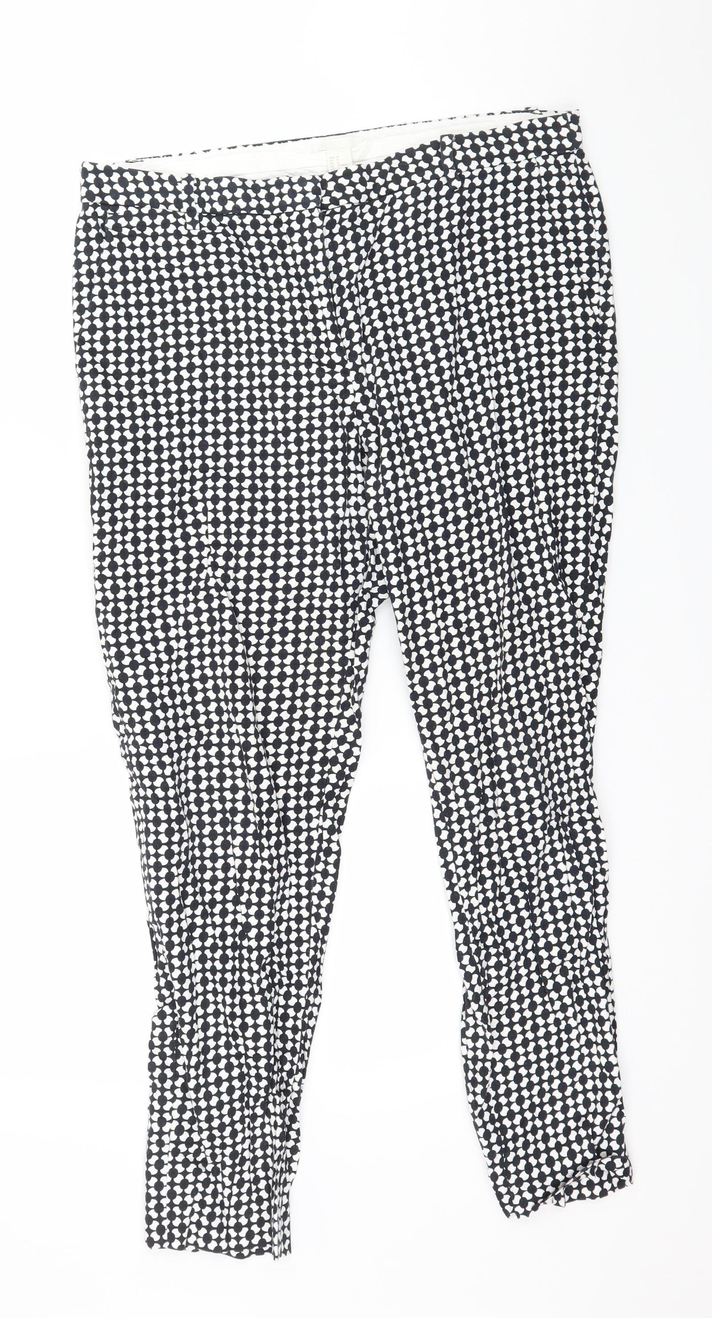 H&M Womens Black Geometric  Trousers  Size 14 L27 in