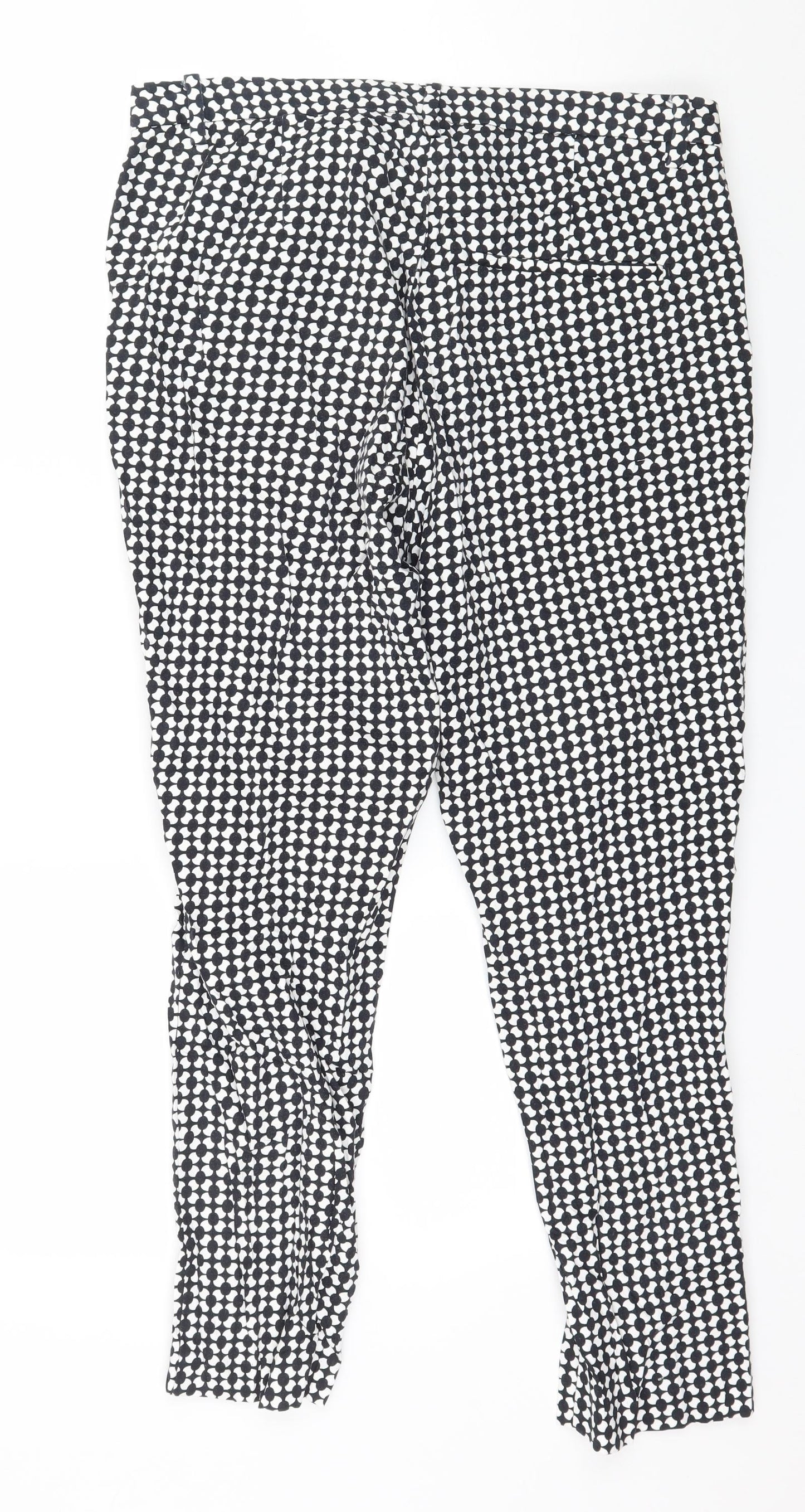 H&M Womens Black Geometric  Trousers  Size 14 L27 in