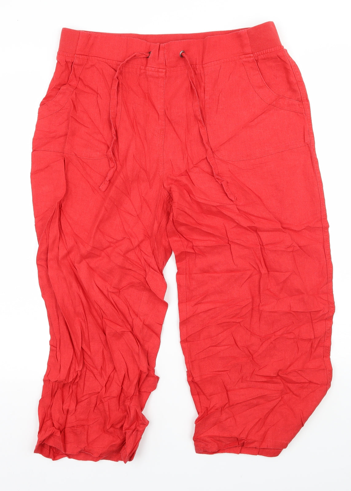 M&Co Womens Red   Cropped Trousers Size 14 L20 in