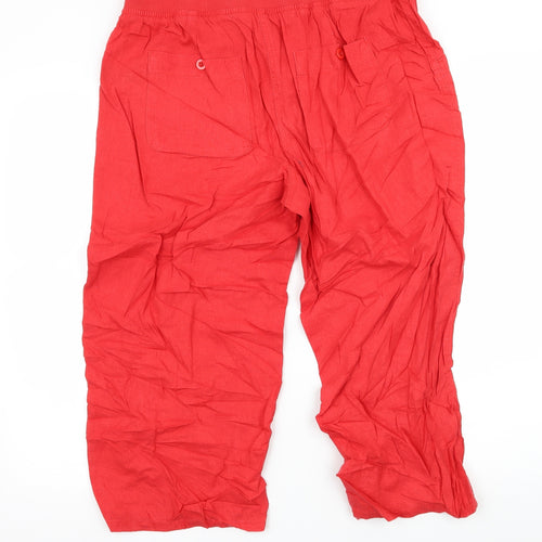 M&Co Womens Red   Cropped Trousers Size 14 L20 in