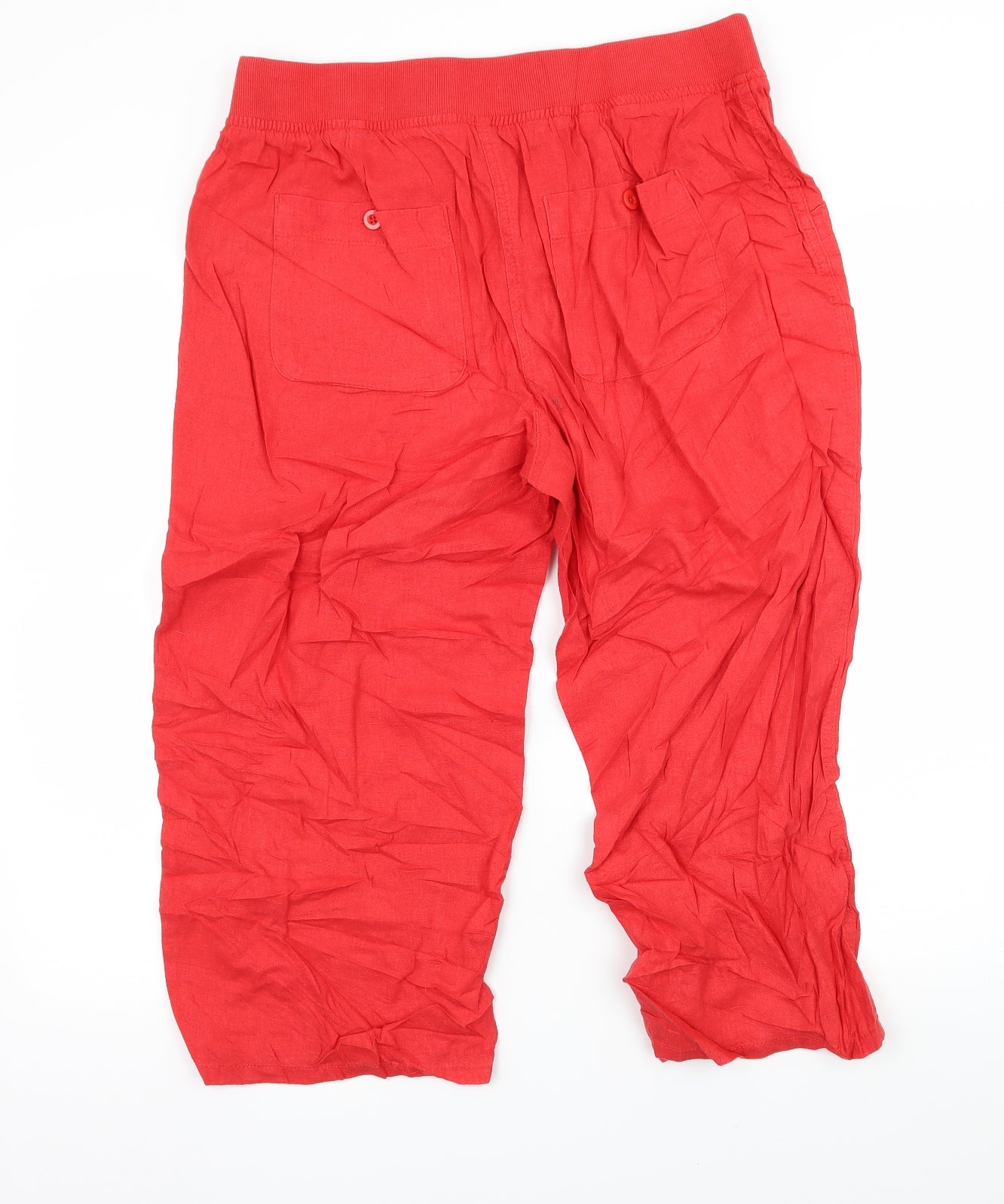 M&Co Womens Red   Cropped Trousers Size 14 L20 in