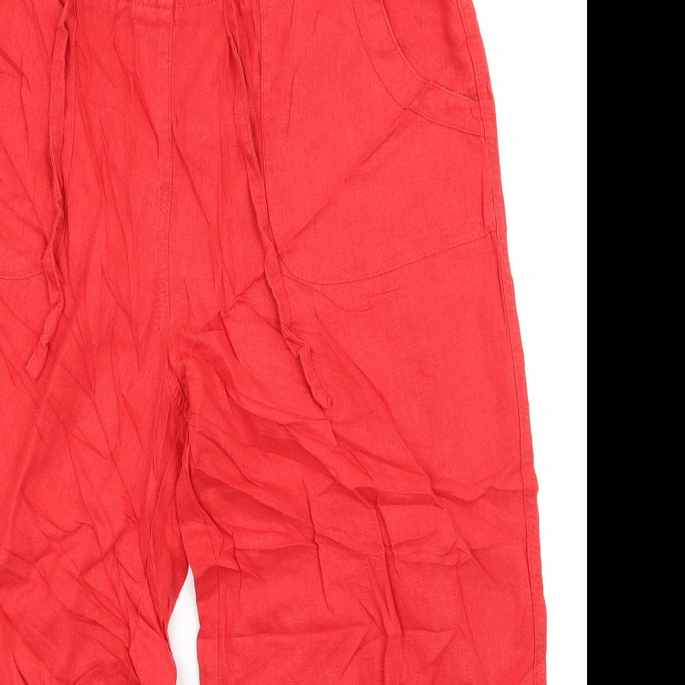 M&Co Womens Red   Cropped Trousers Size 14 L20 in