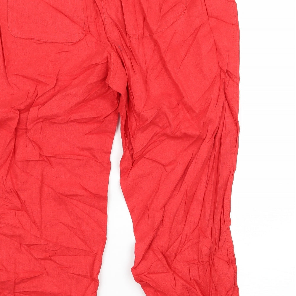 M&Co Womens Red   Cropped Trousers Size 14 L20 in
