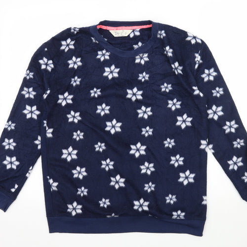 Love to Lounge Womens Blue Geometric Fleece Top Pyjama Top Size 10