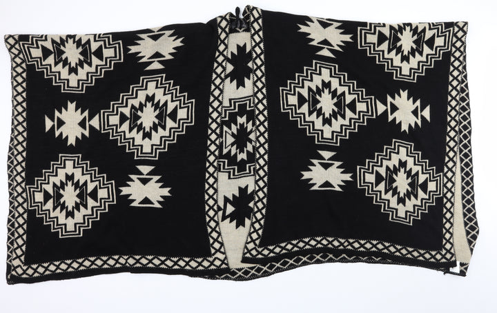 New Image Womens Black Geometric Knit  Shawl/Wrap