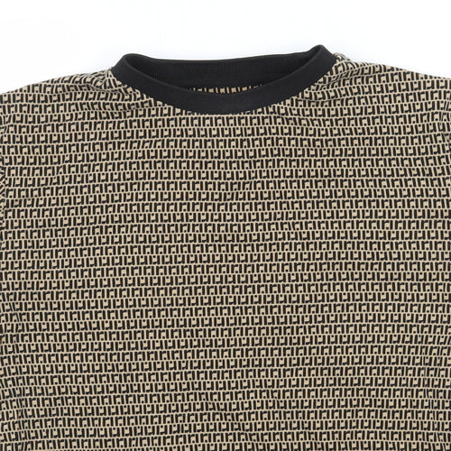 River Island Womens Brown Geometric Jersey Basic T-Shirt Size XS