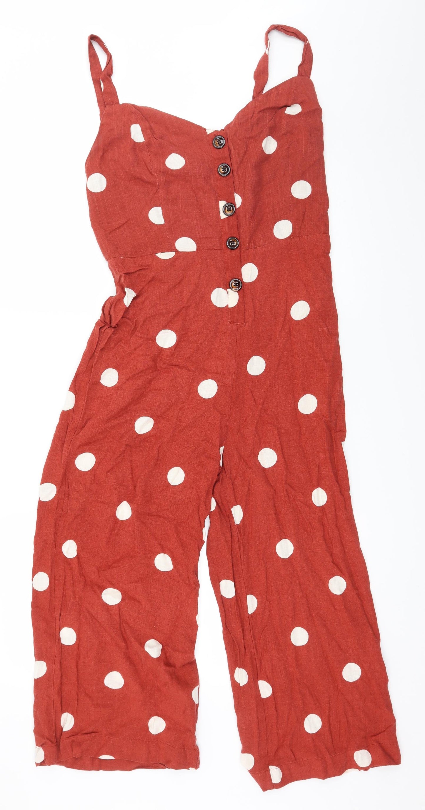 Primark Womens Red Polka Dot  Jumpsuit One-Piece Size 12 L19 in