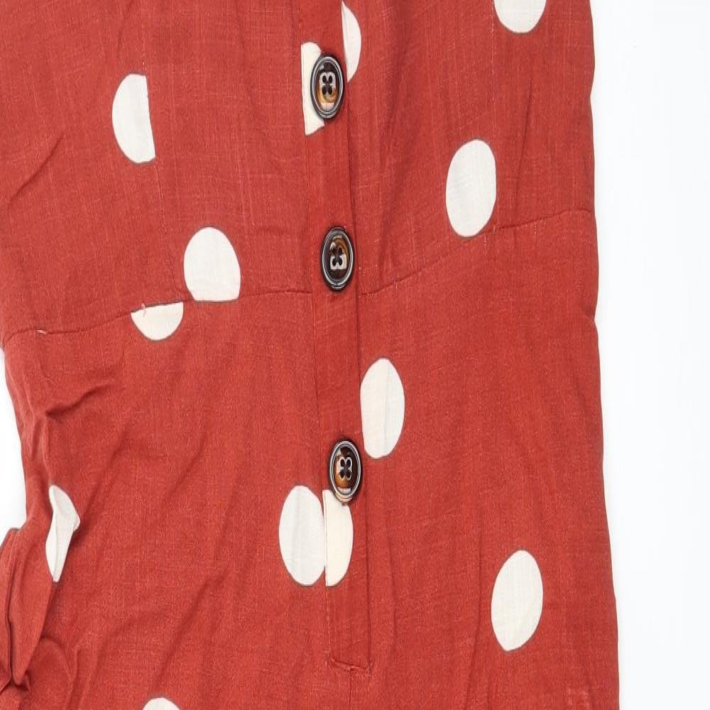 Primark Womens Red Polka Dot  Jumpsuit One-Piece Size 12 L19 in