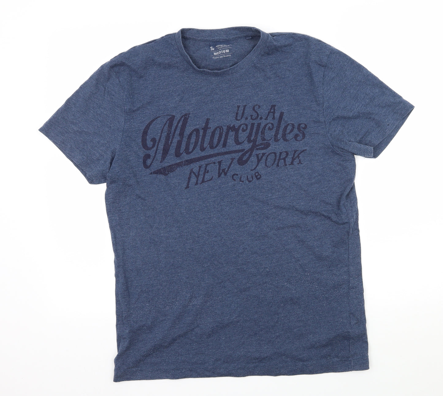 TU Mens Blue  Jersey  T-Shirt Size M  - Motorcycle