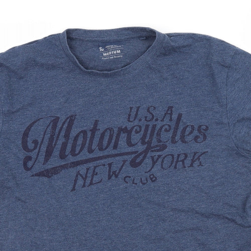 TU Mens Blue  Jersey  T-Shirt Size M  - Motorcycle