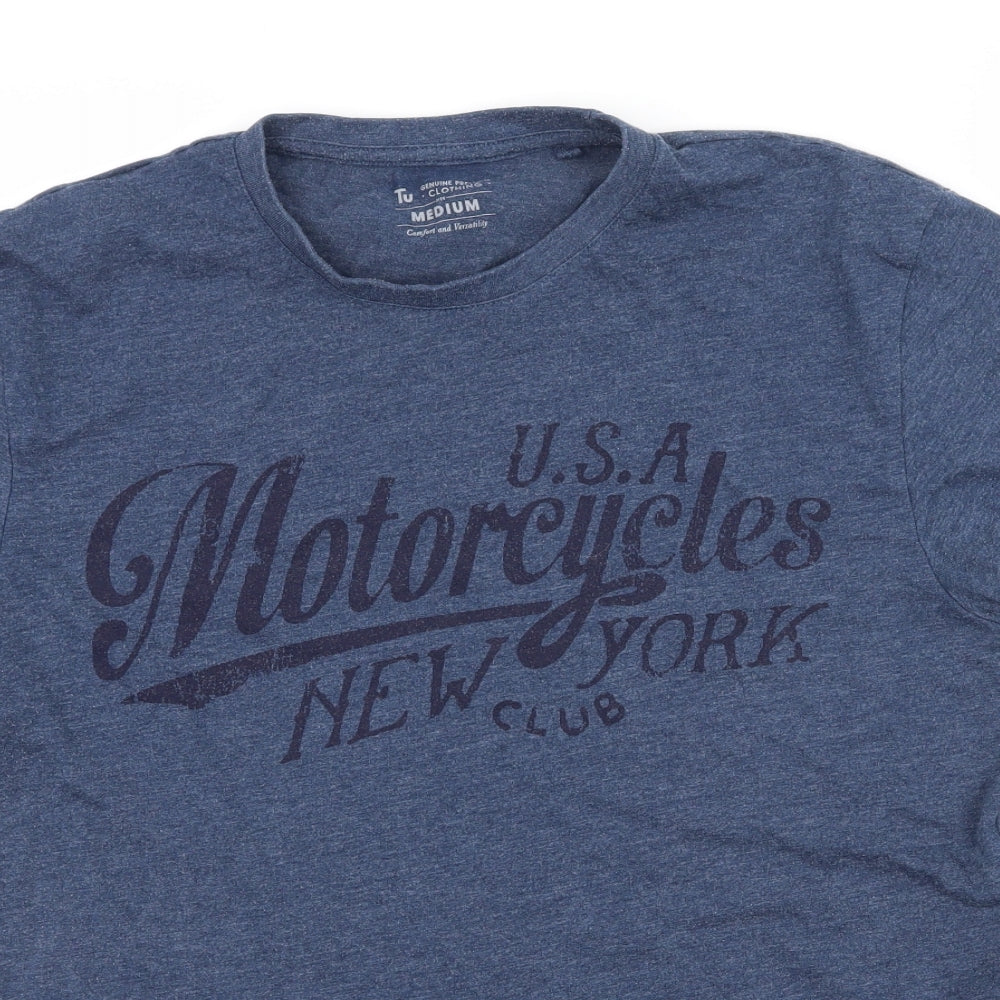 TU Mens Blue  Jersey  T-Shirt Size M  - Motorcycle