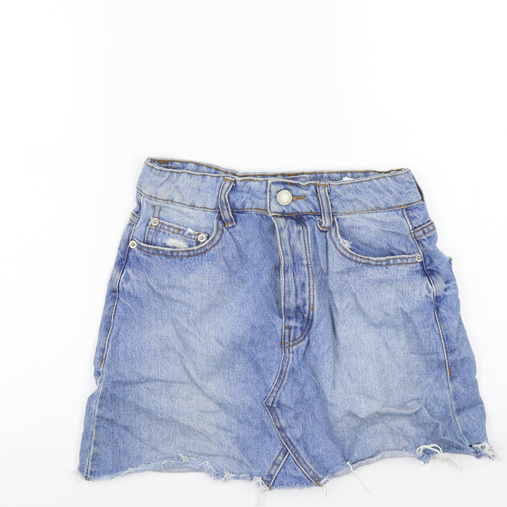 Bershka Womens Blue A-Line Skirt Size 4