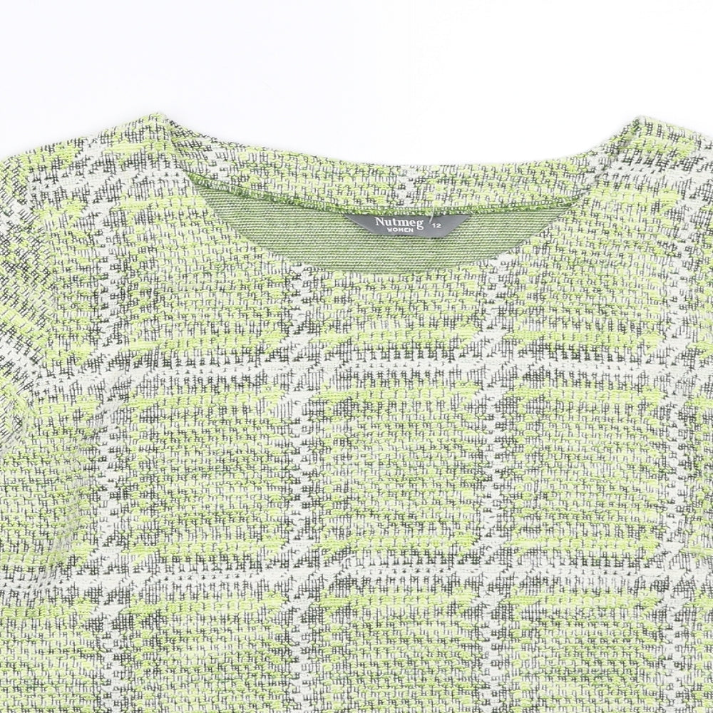 Nugmeg Womens Green Check  Basic T-Shirt Size 12