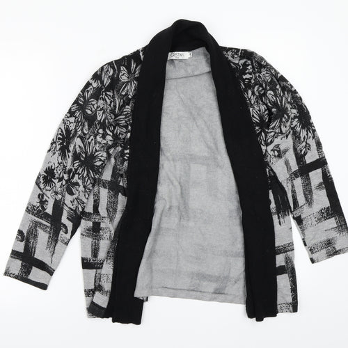 Christina Womens Grey Floral  Cardigan Jumper Size XL