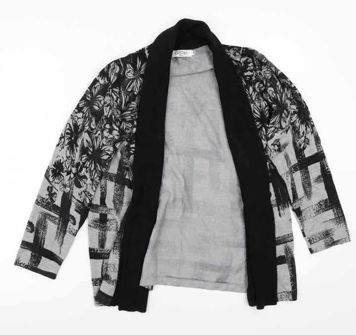 Christina Womens Grey Floral  Cardigan Jumper Size XL
