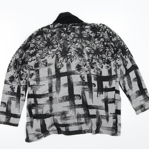 Christina Womens Grey Floral  Cardigan Jumper Size XL