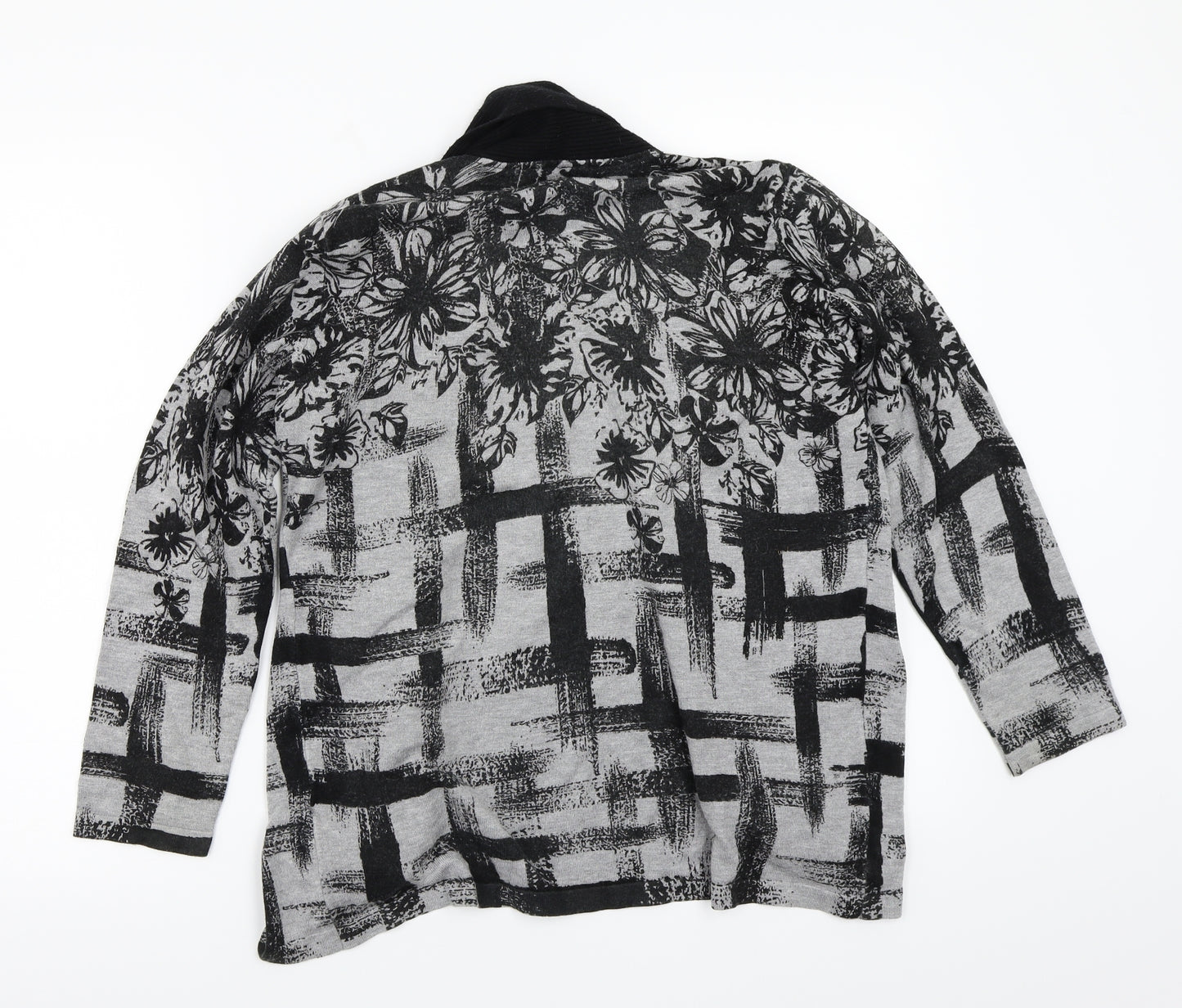 Christina Womens Grey Floral  Cardigan Jumper Size XL