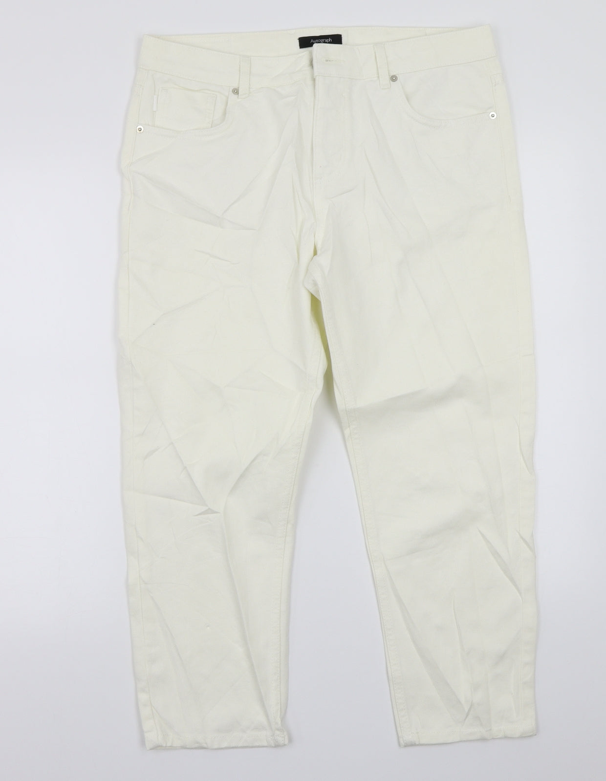 Marks and Spencer Womens White   Cropped Jeans Size 14 L24 in