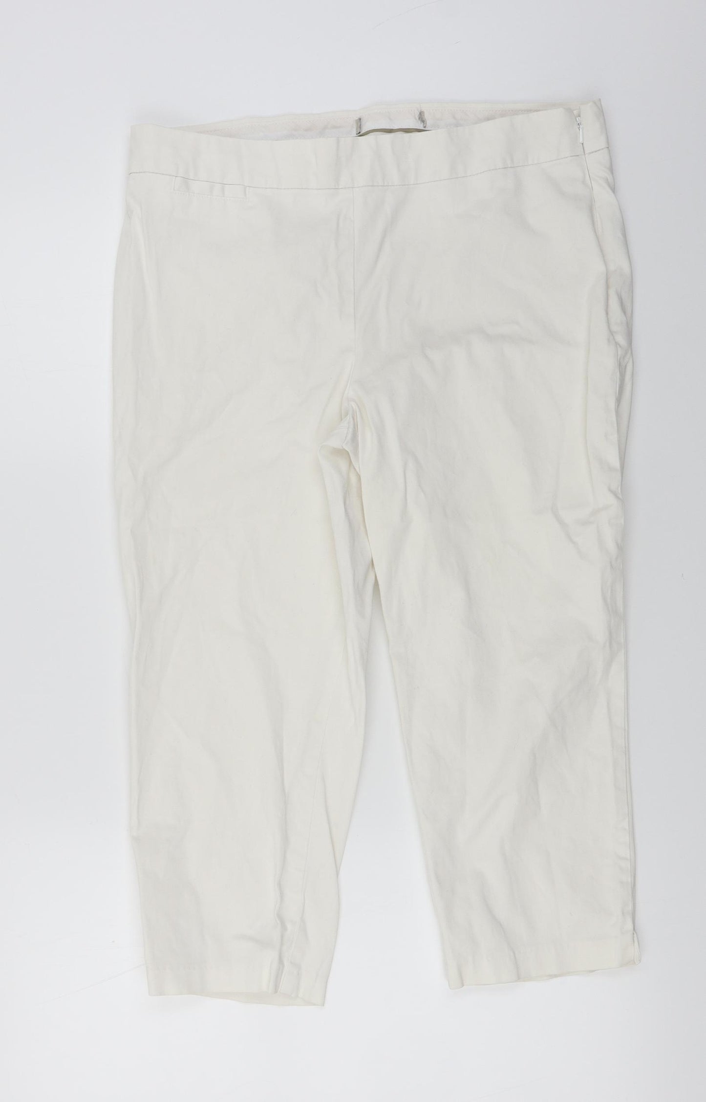 Preworn  Womens White   Cropped Trousers Size 32 in
