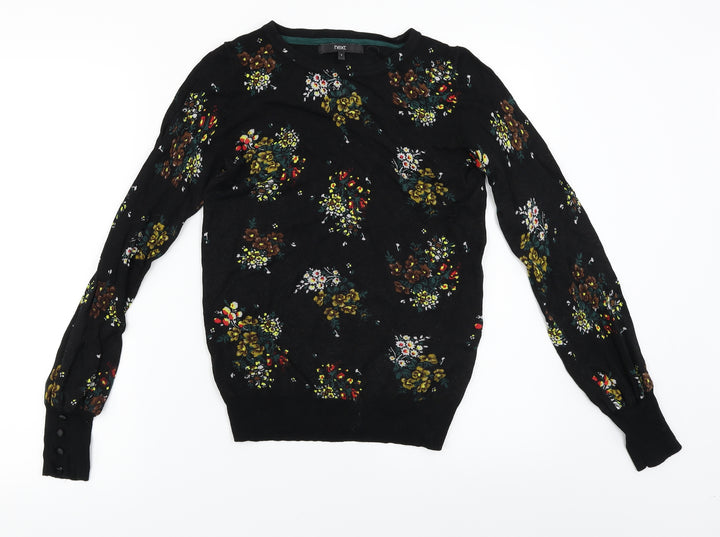 NEXT Womens Black Floral Pullover Jumper Size 6