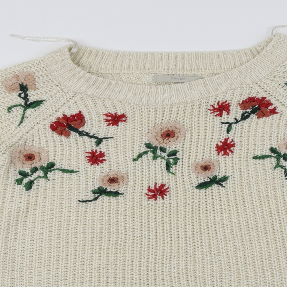 George  Womens Grey Floral  Pullover Jumper Size 14