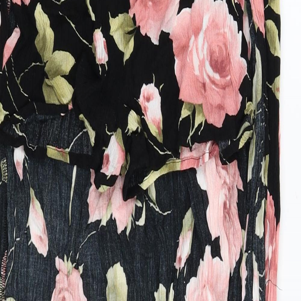 New Look Womens Black Floral  Maxi Skort Size 10