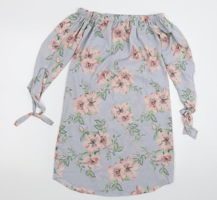 New Look Womens Grey Floral  Basic Blouse Size 8