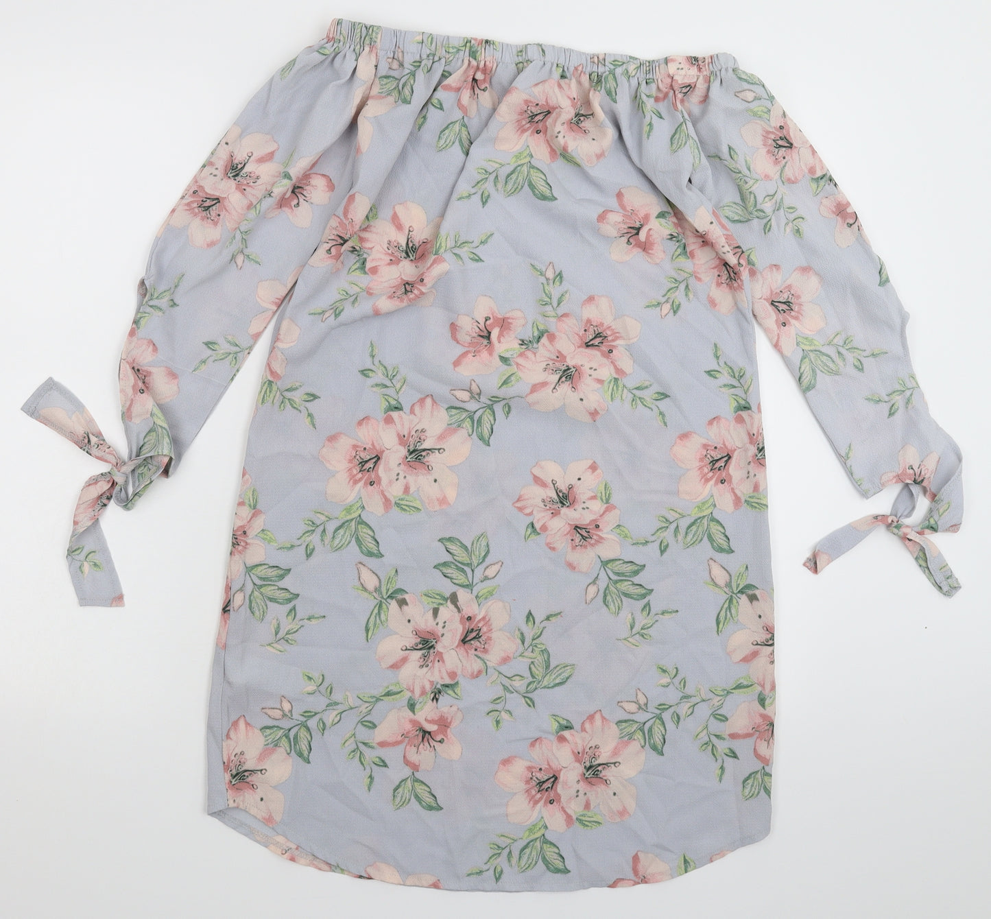 New Look Womens Grey Floral  Basic Blouse Size 8