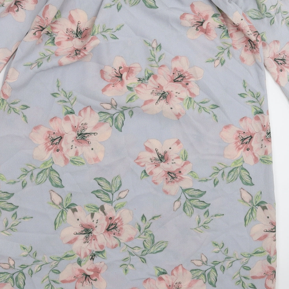 New Look Womens Grey Floral  Basic Blouse Size 8