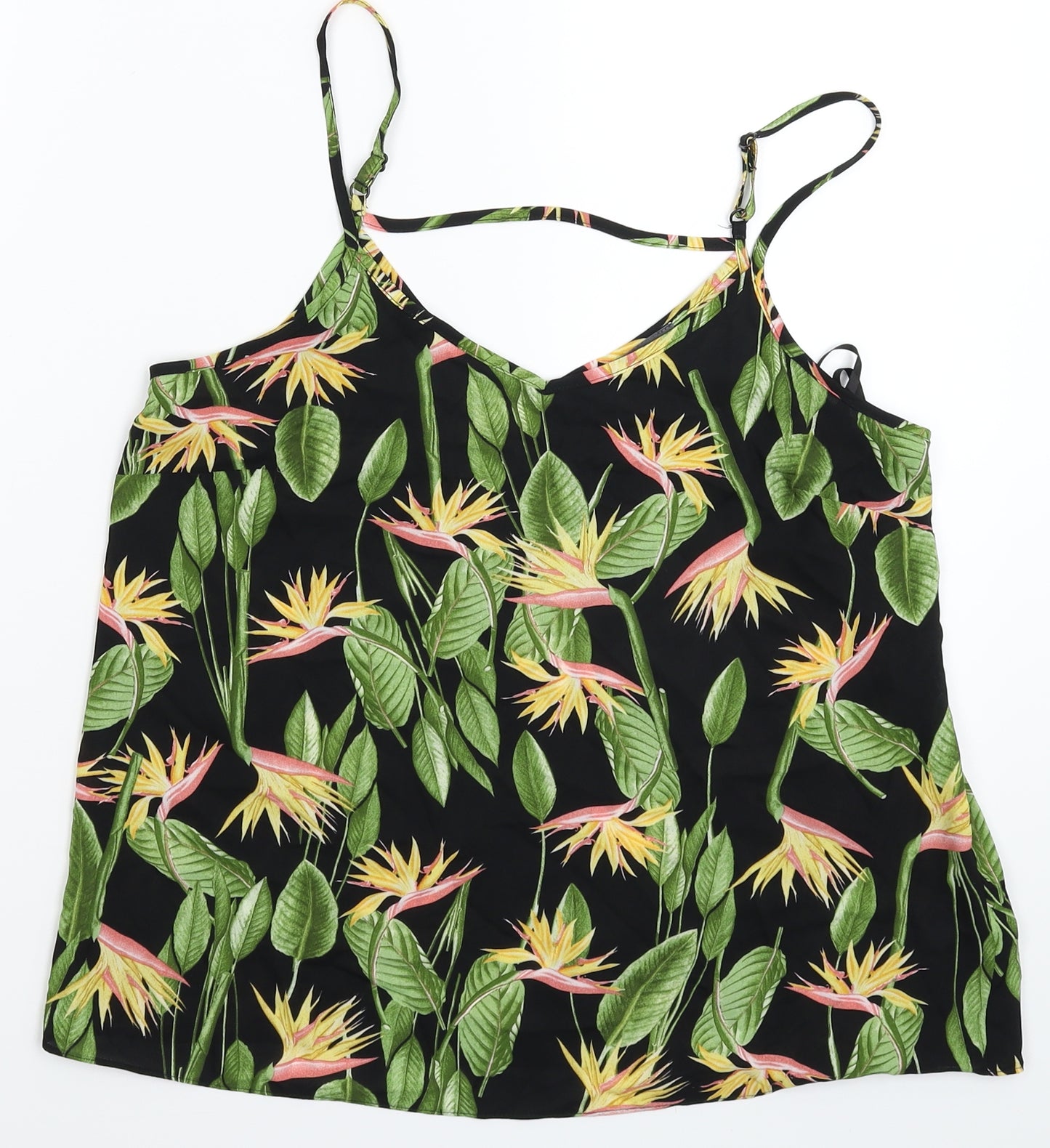 Primark Womens Black Floral Satin Basic Tank Size 10